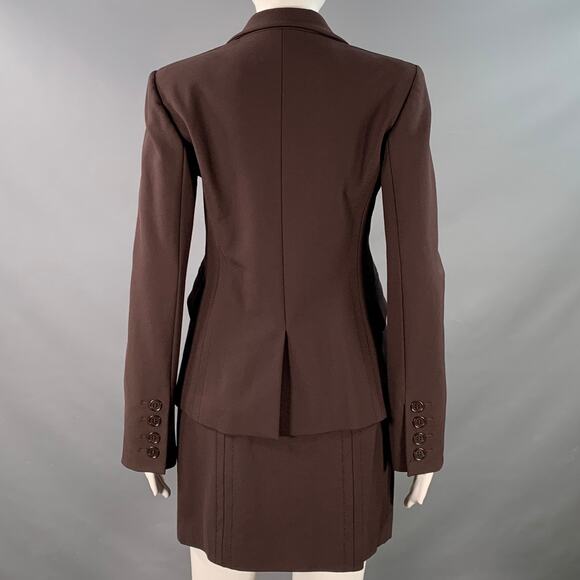 FUTURE OZBEK Size 6 Brown Rayon Blend Single Breasted Blazer Mini Skirt Set - Picture 3 of 16